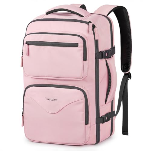 Taygeer 40L Laptop Backpack for Women, TSA Carry On, Pink
