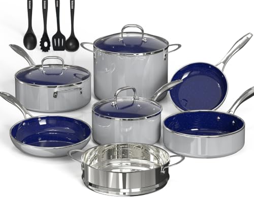 14-Piece Non-Stick Ceramic Cookware Set, Gray