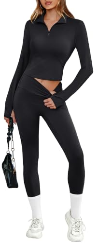 Alaroo Womens Fall Workout Lounge Set 2-Piece Crop Top