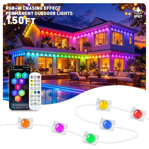 AILBTON 150FT Smart RGB Outdoor String Lights, IP67 Waterproof