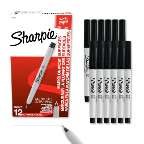 Sharpie Ultra Fine Tip Permanent Markers, Black, 12 Count