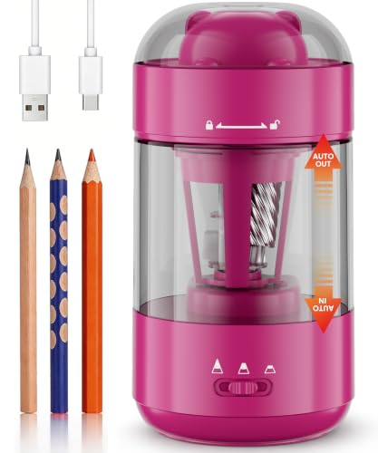 Electric Pencil Sharpener, Fully Automatic, Pink