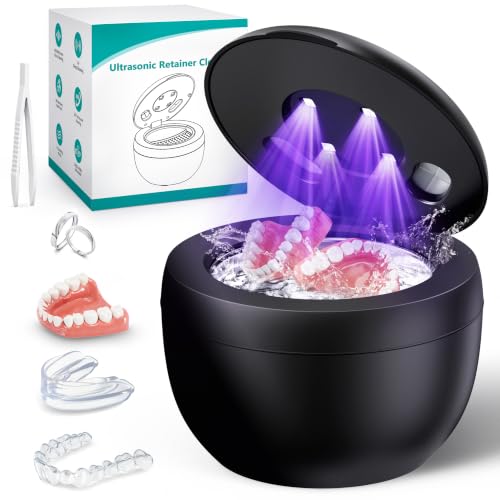 45kHz Ultrasonic Retainer Cleaner, 200ML, 4 Modes, Black