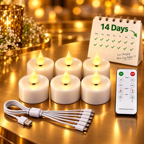 Rechargeable Tea Light Candles with Remote Control