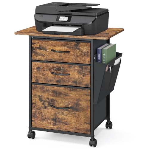Rolling File Cabinet with 3 Drawers, Printer Stand