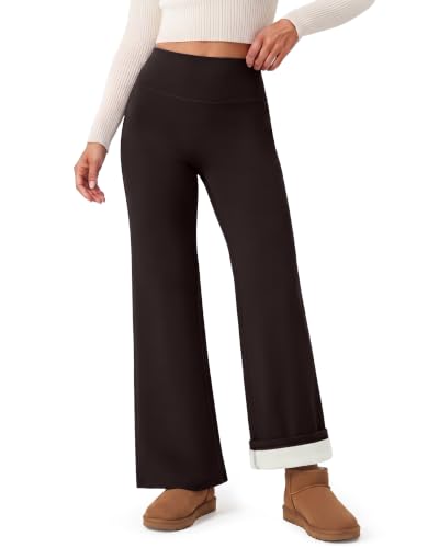 Fleece Lined Wide Leg Pants Women - Winter Thermal