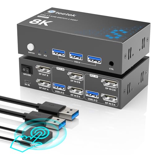 DisplayPort KVM Switch 2 Monitors 2 Computers 8K@60Hz