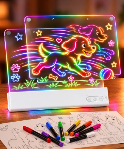 16" LED Drawing Board Dual Panel with 14 Modes & Markers