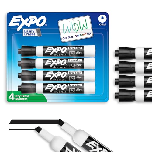 EXPO Dry Erase Markers, Black Chisel Tip, 4 Count Deal on DealUpdates