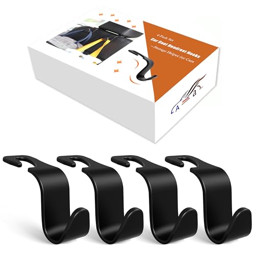 4-Pack Car Headrest Hooks - 55lb Capacity Seat Storage