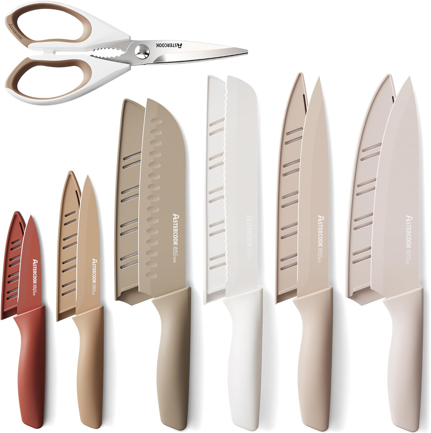 Astercook 13-Piece Kitchen Knife Set with Block