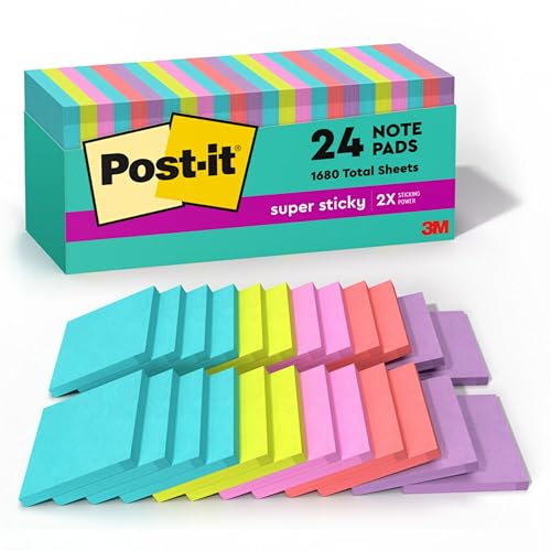 Post-it Super Sticky Notes, 24 Pads, 3x3 in., Supernova Neons Deal on DealUpdates