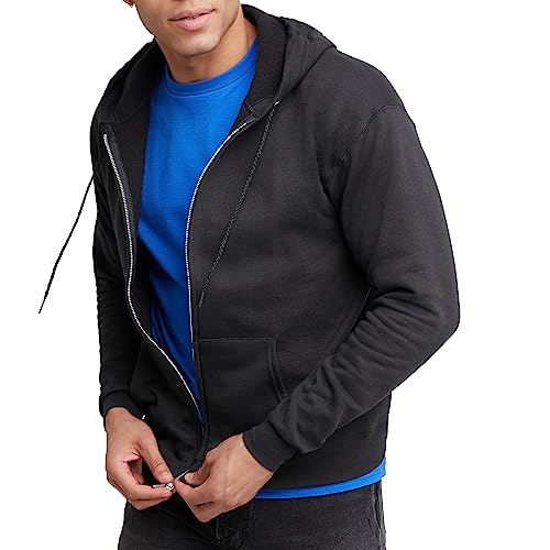Hanes Men's Full-Zip Eco-Smart Hoodie, Black, Large Deal on DealUpdates