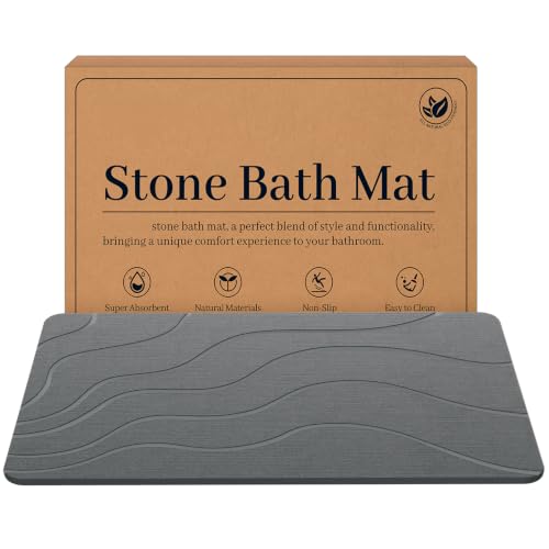 Diatomaceous Earth Bath Mat Non-Slip Grey
