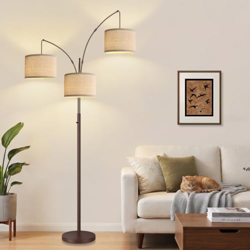 Nintiue Dimmable 3-Light Arc Floor Lamp - Gold
