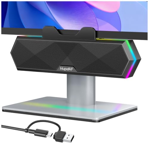 Clip-On Monitor Speaker with RGB Lights, USB Plug-and-Play