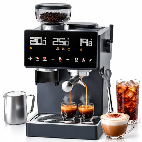 AMZCHEF Espresso Machine with Grinder, 1500W
