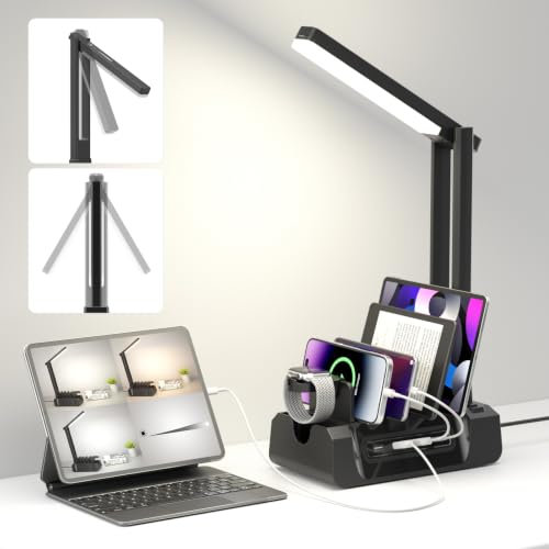 KDD Desk Lamp with Charging Station, Stepless Dimming