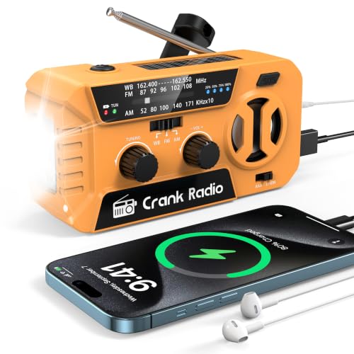 Hand Crank Radio with LED Flashlight, NOAA Weather & SOS Alarm
