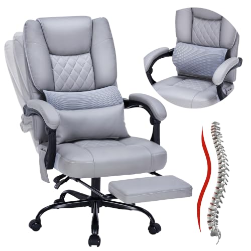 400lbs Reclining Office Chair with Lumbar Support - Grey