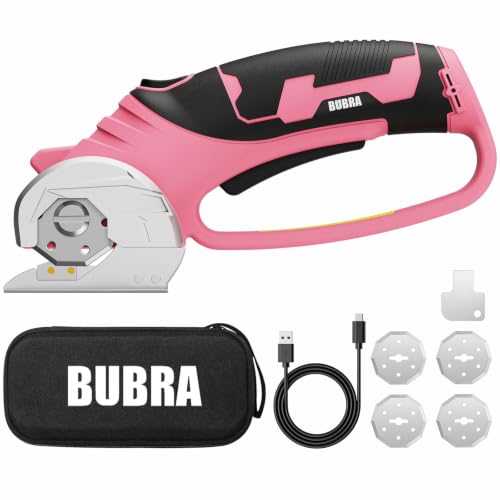 Cordless Electric Scissors Box Cutter with 4 SK5 Blades, Pink