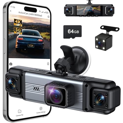 4 Channel 360° Dash Cam 4K+1080P with 64GB Card & Night Vision