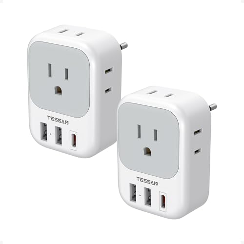 2 Pack European Travel Plug Adapter with 4 Outlets & 3 USB Deal on DealUpdates