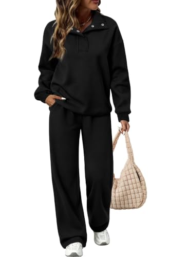 Sampeel Women's Fleece Lined Sweatsuit 2-Piece Black M