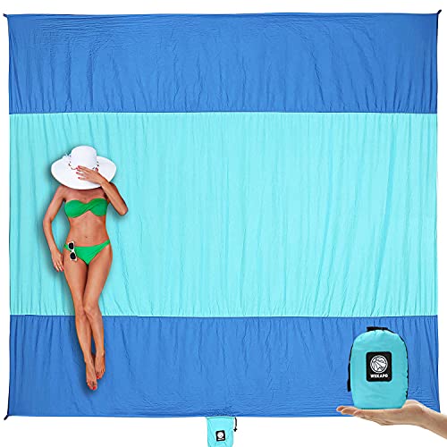 Wekapo Beach Blanket Sandproof Mat with Stakes, 1-3 Person