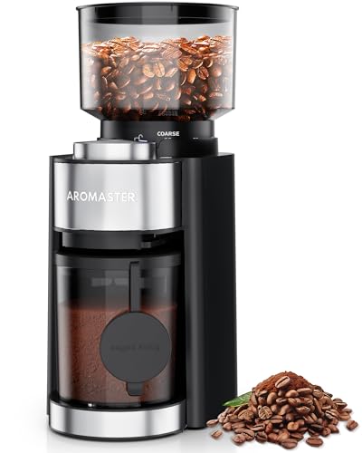 Aromaster Burr Coffee Grinder, 25 Settings, Black