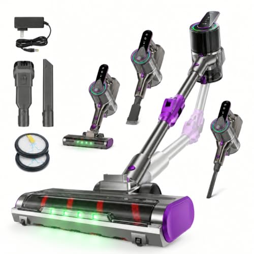 Zipappli Cordless Stick Vacuum, 55kpa Foldable, 70-Min Runtime