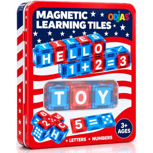 56-Piece Double-Sided Magnetic Tiles with ABC & Math Learning
