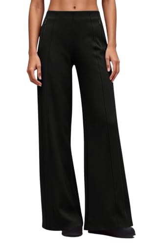 QINSEN Wide Leg High Waisted Flare Yoga Pants Black L