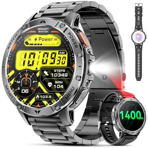Military Smart Watch 1.7" with Flashlight & SOS Light