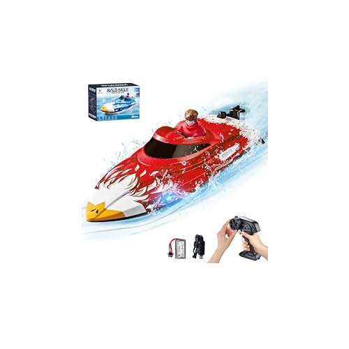 SRGBND RC Speed Boat with LED Lights, Red