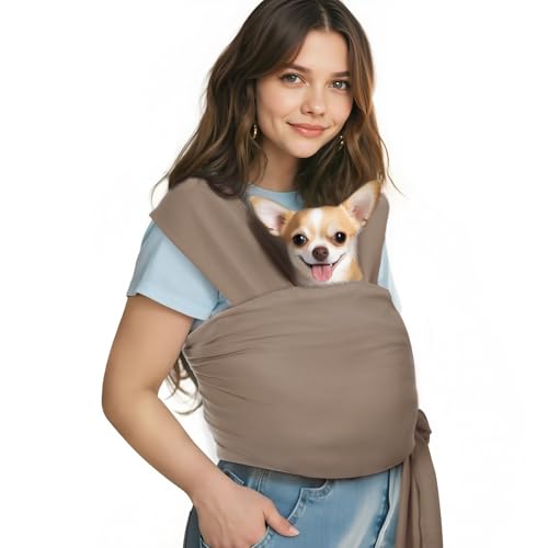 Pawaboo Pet Sling Carrier for Small Dogs & Cats, Brown