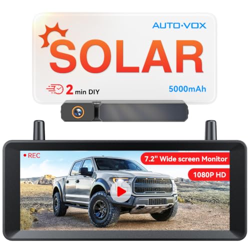 AUTO-VOX 7.2" DVR Solar Wireless Backup Camera, HD 1080P