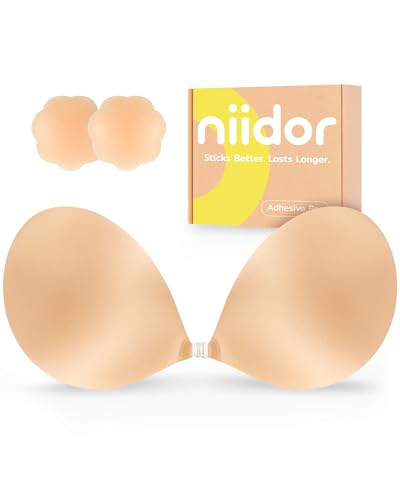 Strapless Ultra Push Up Adhesive Bra Invisible Silicone Beige