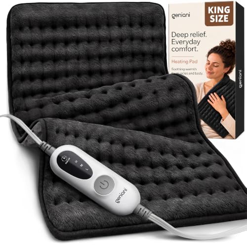 Electric Heating Pad for Back, Neck & Shoulder, 12x24", Black