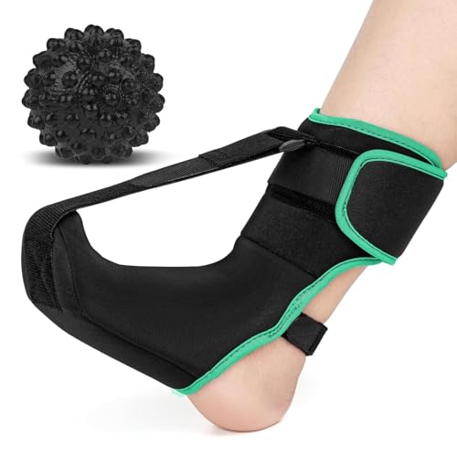 Plantar Fasciitis Night Splint Sock with Massage Ball - Large Green