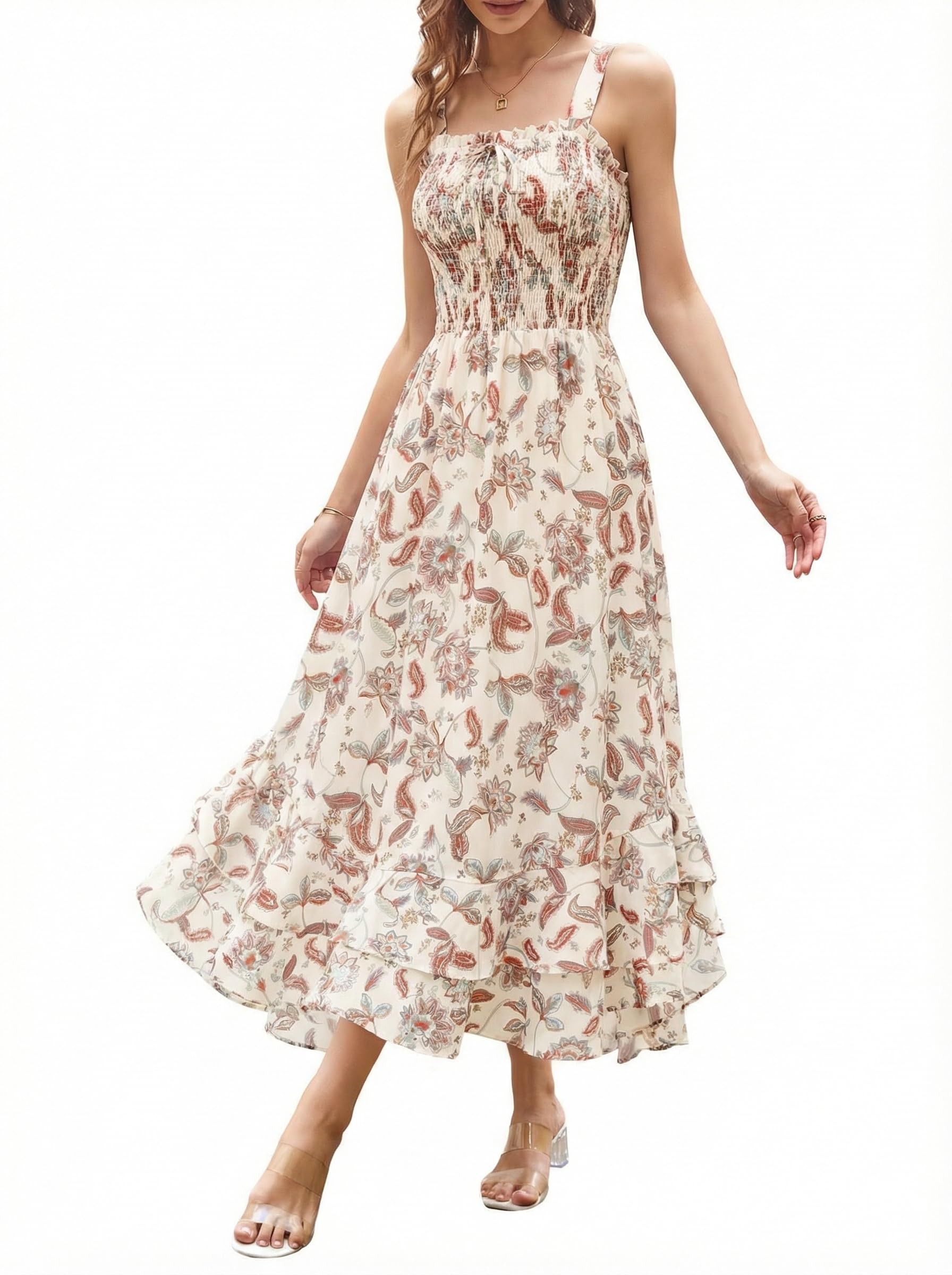 Grace Karin Floral Boho Strapped Sundress
