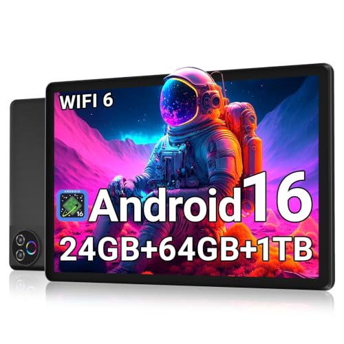 Android 16 Tablet 10 Inch, 24GB RAM, 64GB ROM, WiFi 6