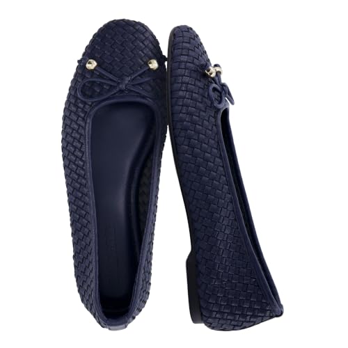 Audrey Woven Ballet Flats for Women, Navy 9.5