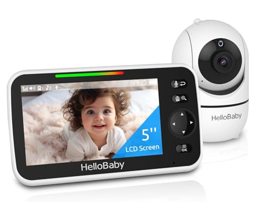 HelloBaby 5" No WiFi Baby Monitor with Pan-Tilt-Zoom, 30-Hour Battery Deal on DealUpdates