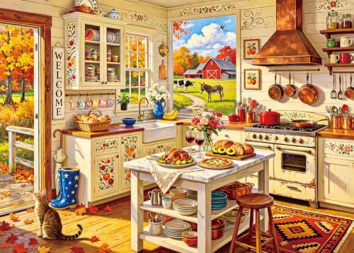 1000 Piece Jigsaw Puzzle Cozy Autumn Farm Kitchen