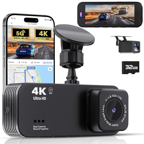 4K+1080P Dual Dash Camera with 5G WiFi & Night Vision