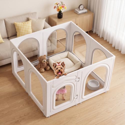 Clear Acrylic Dog Playpen 23.6" 8-Panel Black