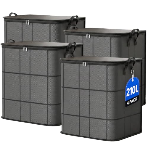 4PCS XXL Foldable Storage Bag with Reinforced Handles, 210L