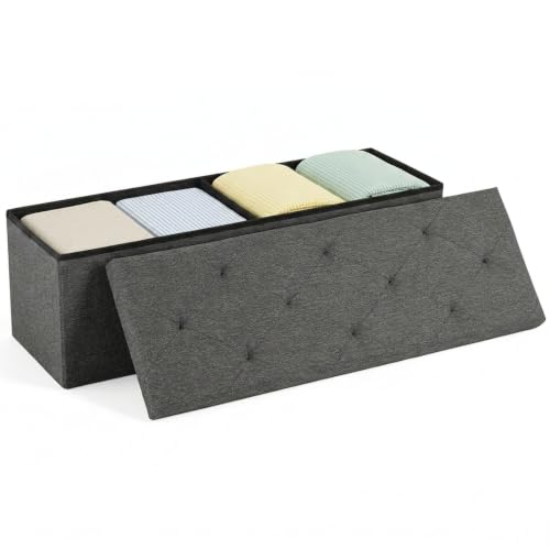 DUMOS 43 Inch Folding Storage Ottoman Bench
