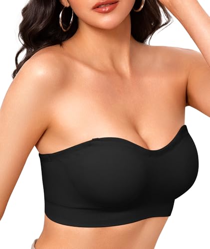 Finduself Strapless Wireless Push Up Bra with Silicone Grip